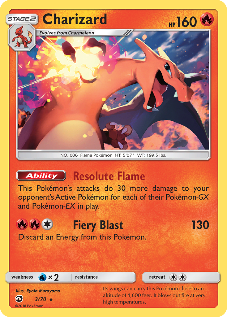 Charizard Holo Rare Dragon Majesty 3/70 Fire Holo Pokemon Card
