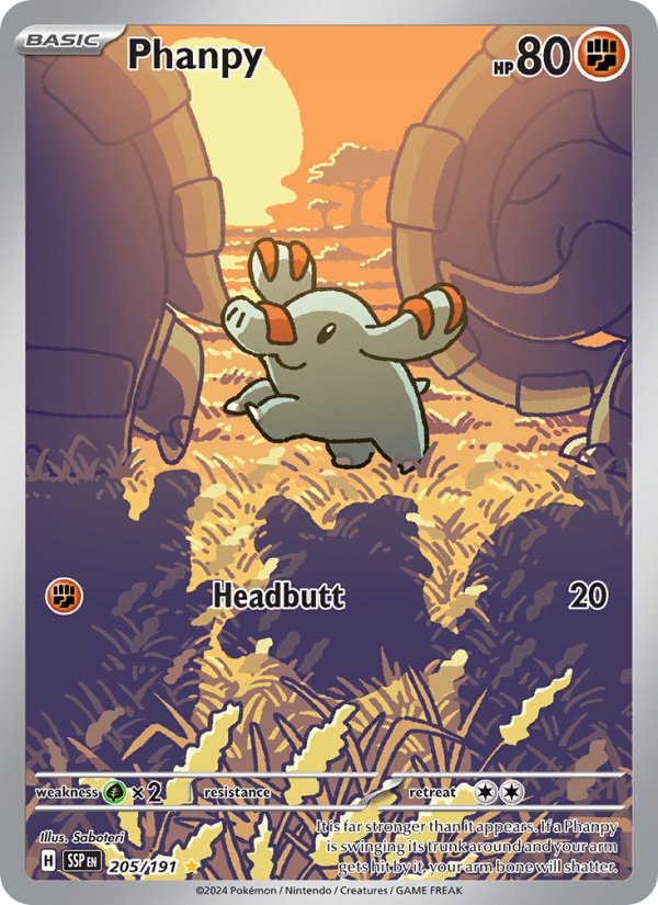 Phanpy IR SSP 205 Surging Sparks Illustration Rare