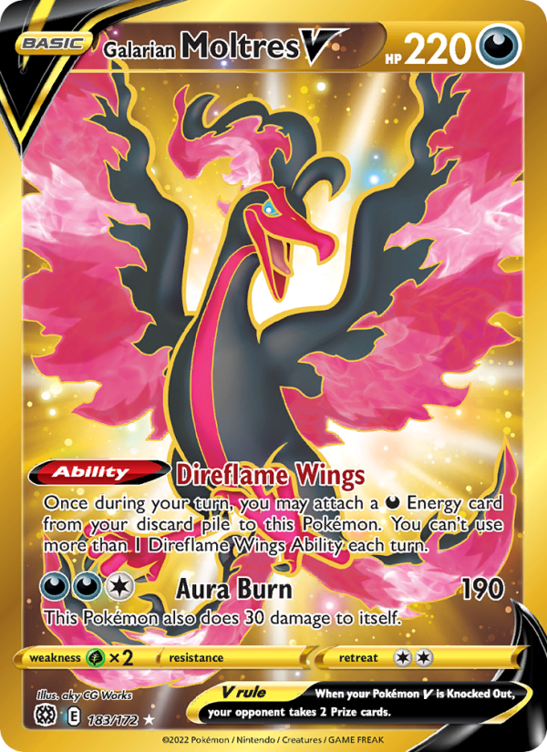 Galarian Moltres V 183/172 Brilliant Stars Secret Rare Pokemon TCG Card NM